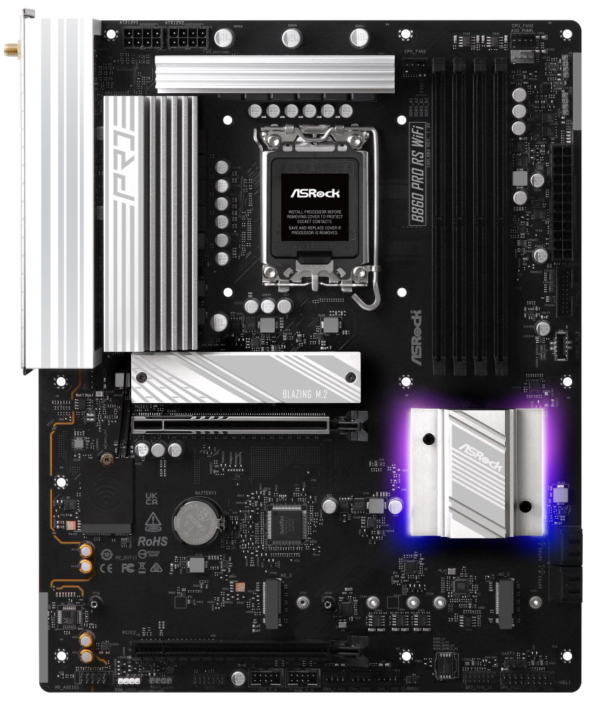 ASRock B860 Pro RS WiFi / Intel B860 / LGA1851 / 4x DDR5 / 3x M.2 / HDMI / DP / USB-C / WiFi / ATX